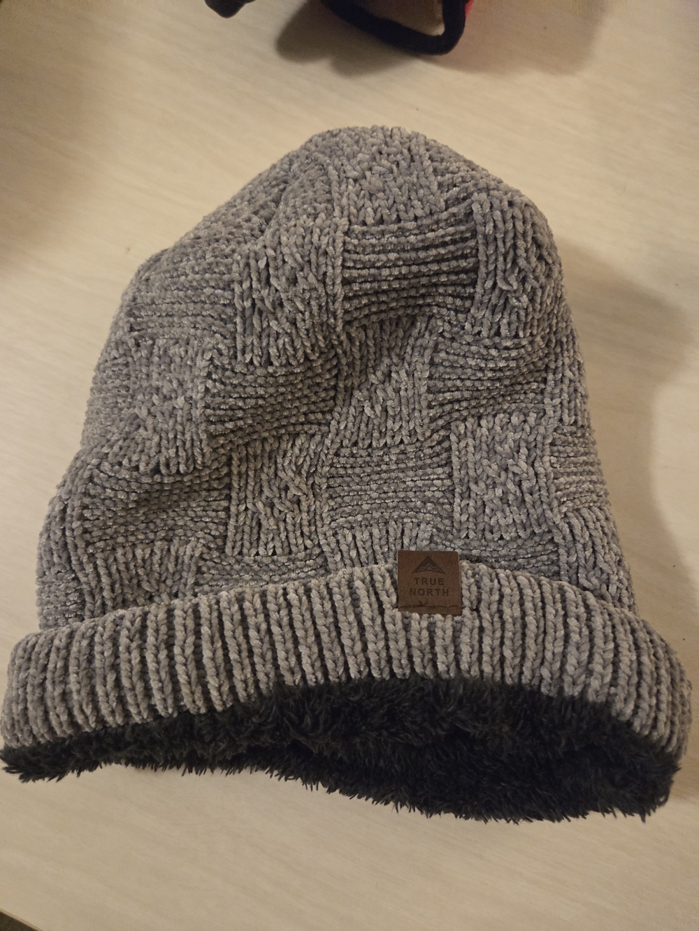 True North Gray Knit Beanie with Plush Lining